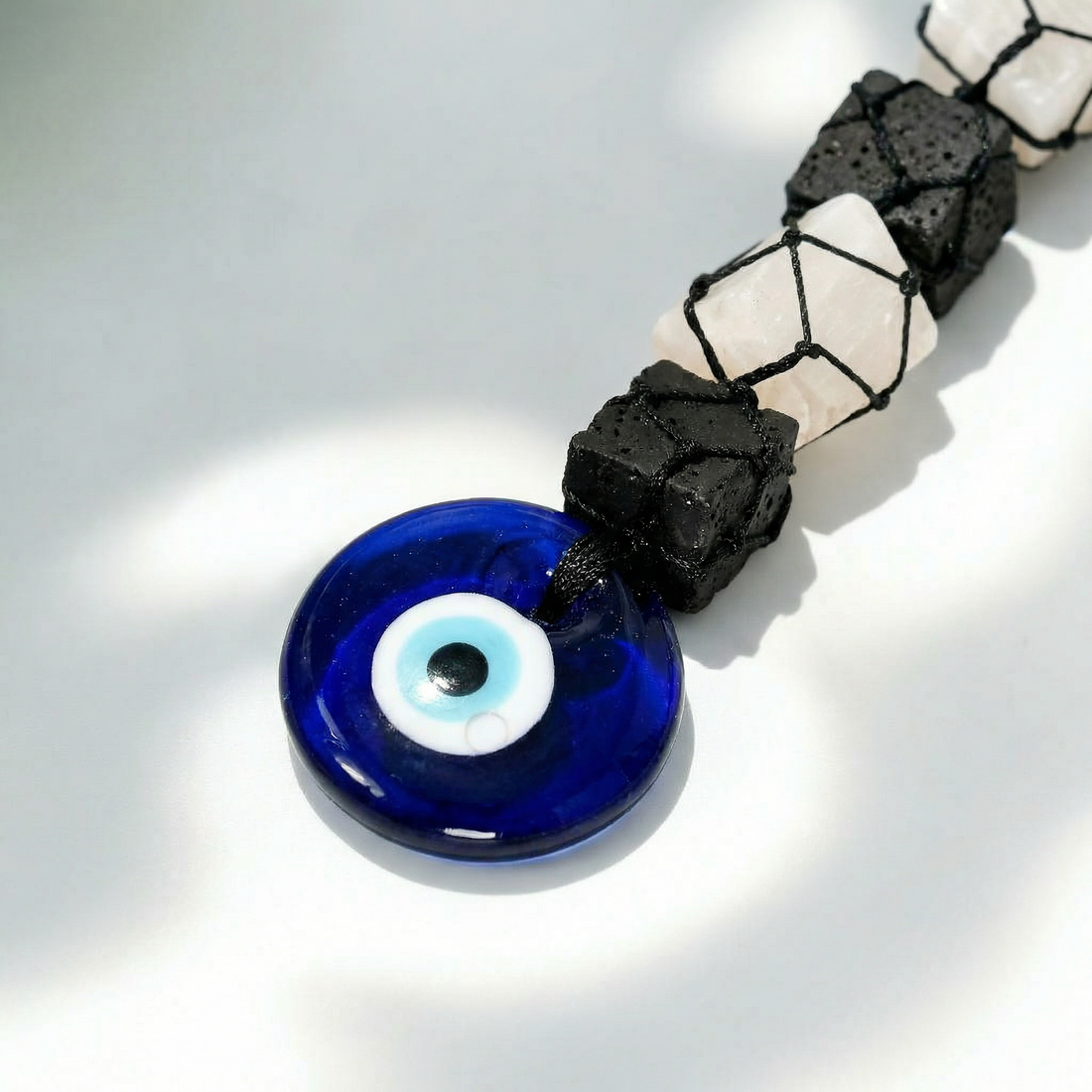 Black Tourmaline, Selenite & Evil Eye Hanging
