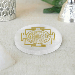 Selenite Shree Yantra Charging Plate