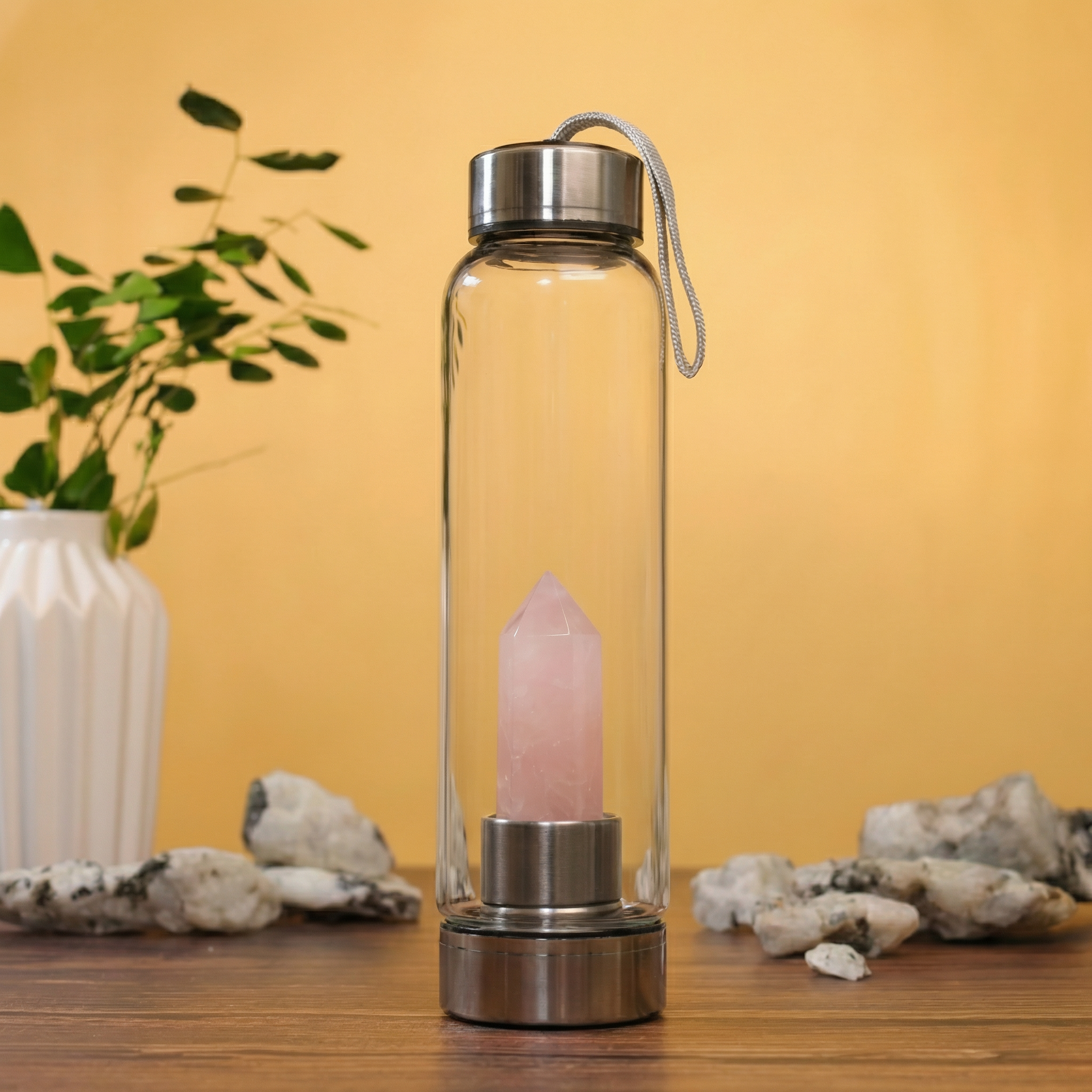 Manimaya Rose Quartz Crystal Water Bottle