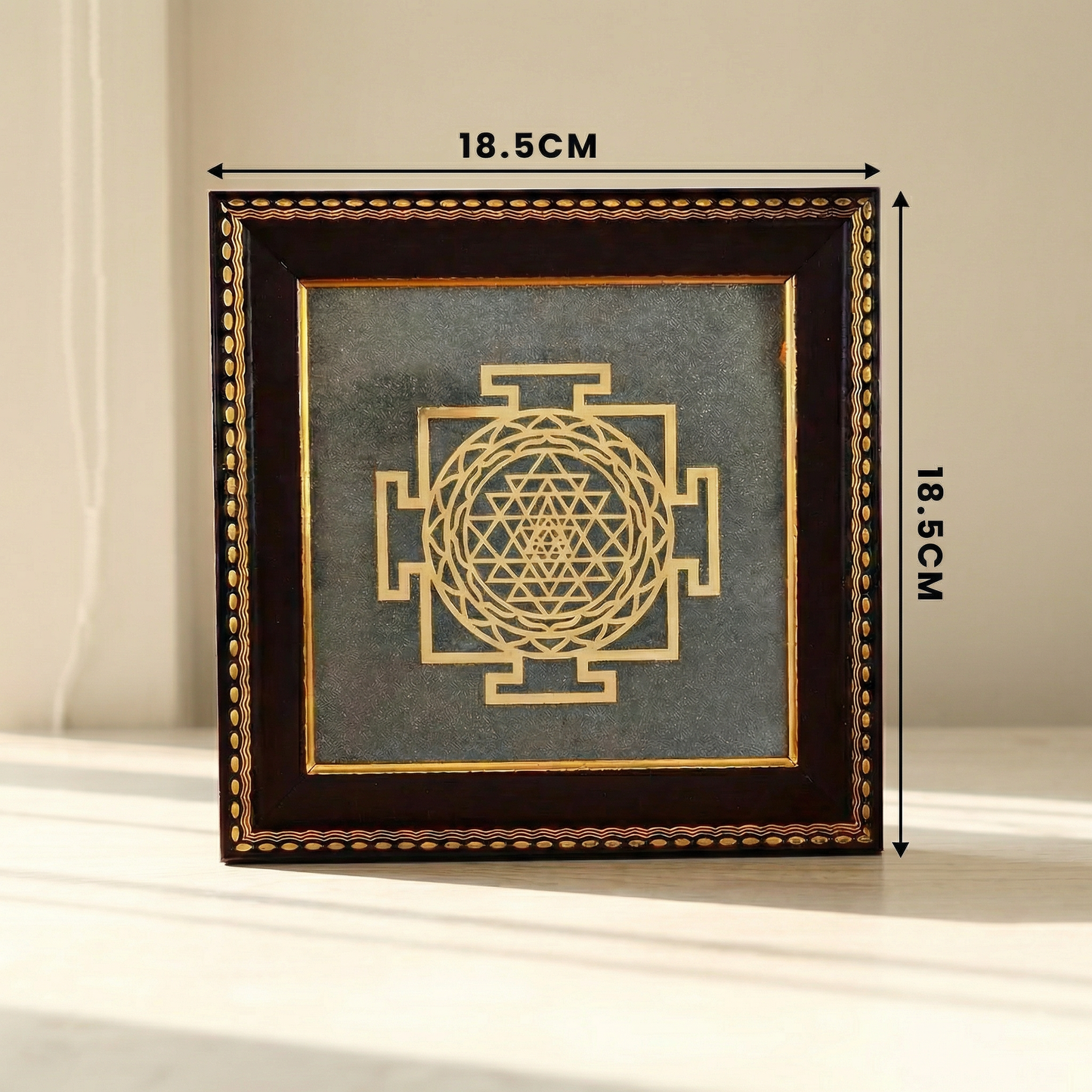 Shree Yantra on Raw Pyrite Frame with FREE Raw Pyrite Stone