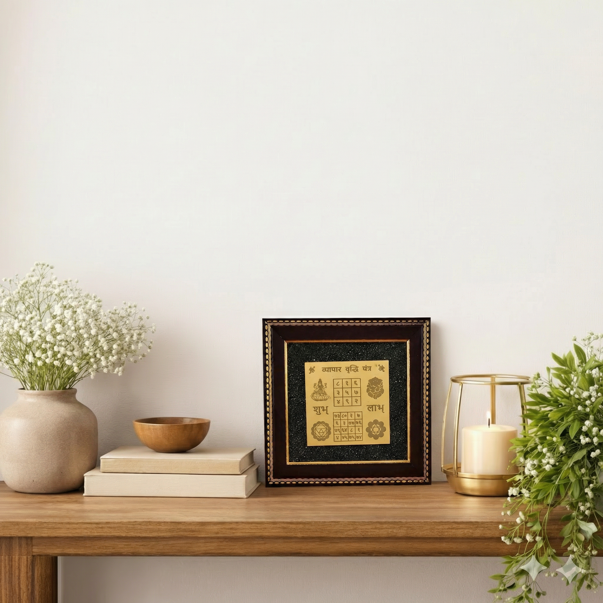 Vyapar Vriddhi Yantra Frame with FREE Raw Pyrite Stone