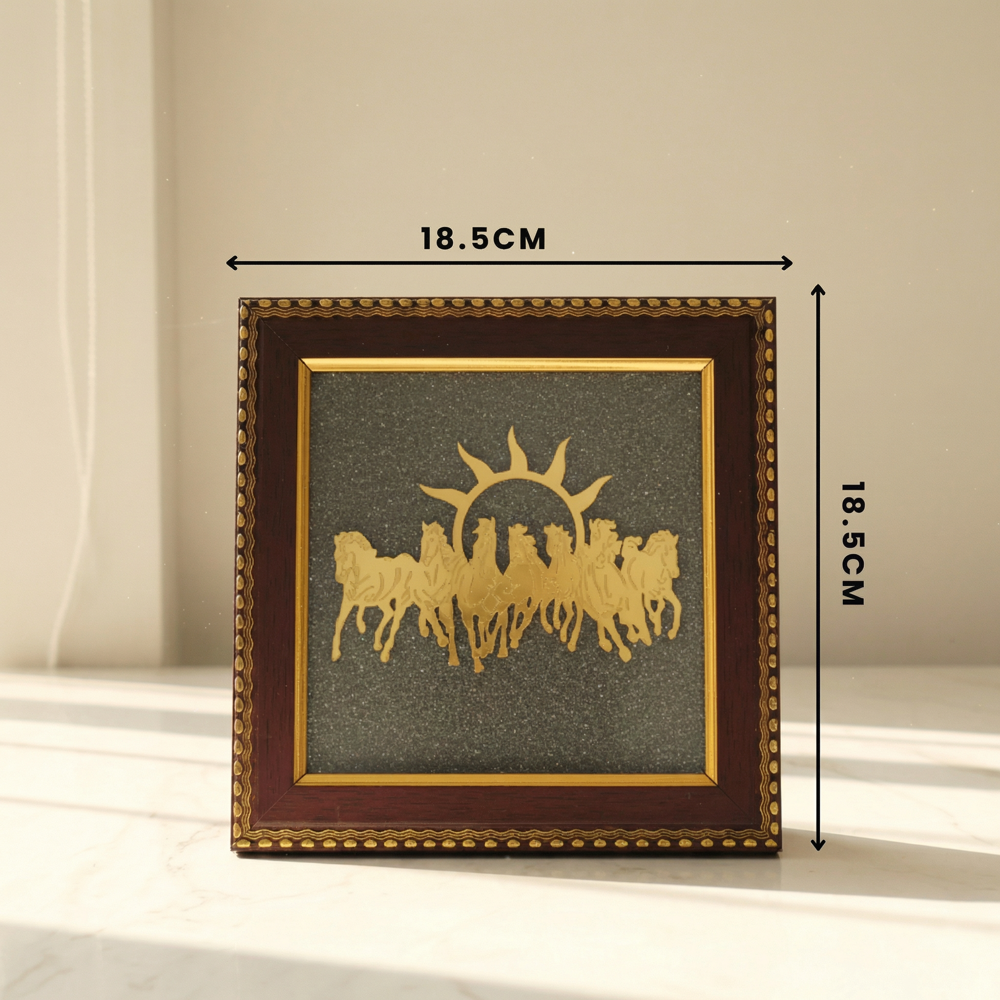 7 Horses on Raw Pyrite Frame with FREE Raw Pyrite Stone