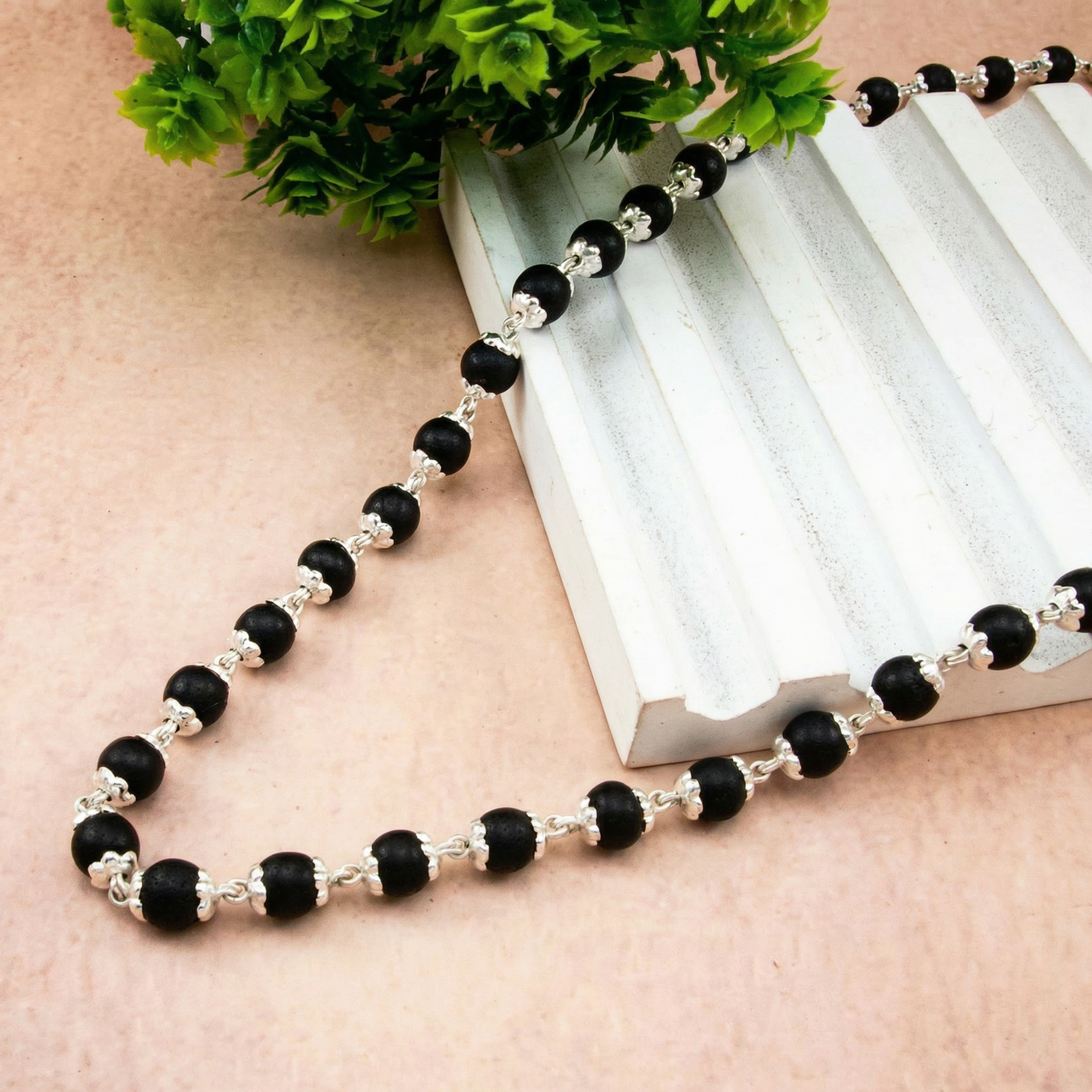 🖤 Karungali Maala with Silver Cap by MANIMAYA