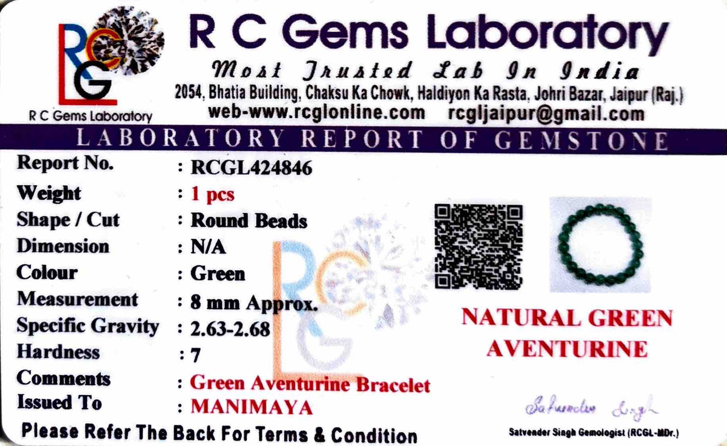 Manimaya Green Aventurine Bracelet